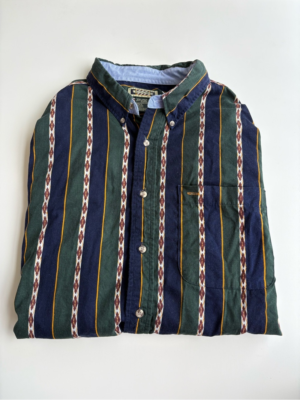 Vintage 90s Hunting Horn for J. Riggings Striped Button Down Shirt. Sz XXL